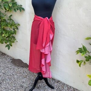 NWOT Bleu Rod Beattie straight hem long sarong with ruffle sides - size S